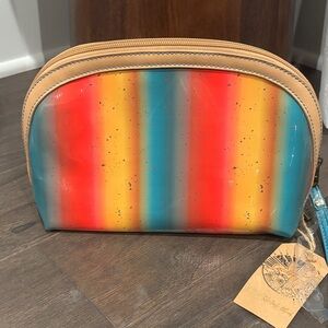 Catchfly Wristlet/Cosmetic, case,catchall, Southwestern serape,double zip,colors